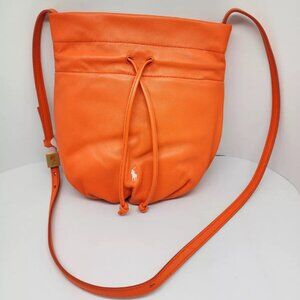 NWT Polo Ralph Lauren The Pony Pouch Burnt Orange Lamb Leather Crossbody
